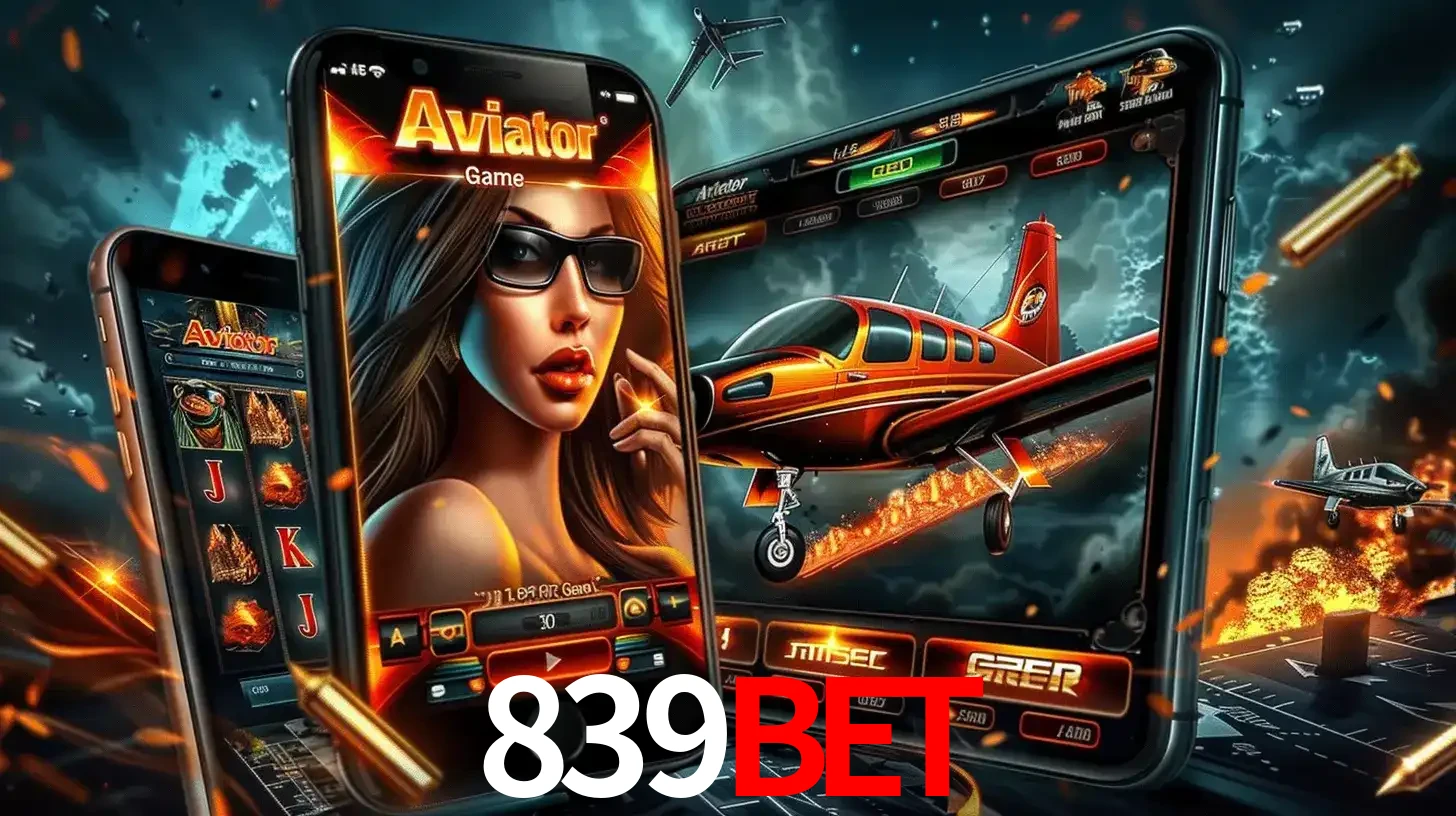 O popular jogo de apostas Aviator exibido em vários celulares e tablets, mostrando a interface emocionante e a ação de voo disponíveis para jogar agora no 839BET.